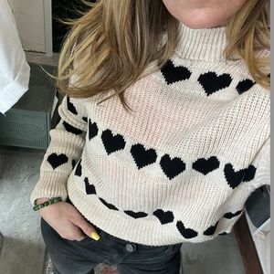 Sara Beige Hearts Sweater